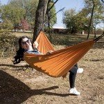 Equip Outdoors Portable Camping Hammock, Hanging Kit Included, One Person Recycled Fabric Hammock, Turmeric Yellow…