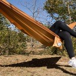 Equip Outdoors Portable Camping Hammock, Hanging Kit Included, One Person Recycled Fabric Hammock, Turmeric Yellow…