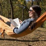 Equip Outdoors Portable Camping Hammock, Hanging Kit Included, One Person Recycled Fabric Hammock, Turmeric Yellow…