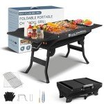 Portable Charcoal Grill Foldable Grills BBQ Grill Charcoal Small Grill for Travel, Camping, Outdoor Cooking, Backyard, Hiking, Patio Garden, Picnics, Black
