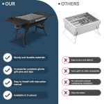 Portable Charcoal Grill Foldable Grills BBQ Grill Charcoal Small Grill for Travel, Camping, Outdoor Cooking, Backyard, Hiking, Patio Garden, Picnics, Black