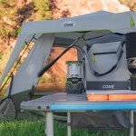 CORE Outdoor Camp Table | 4 Foot Table with Adjustable Height and Storage for Camping Accessories | Foldable & Portable for Beach, Picnic, Backyards, BBQ, Tailgate, Patio and Party