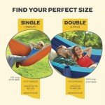 Durable Hammock 400 lb Capacity, Nylon Camping Hammock Chair - Double or Single Sizes w/Tree Straps and Attached Carry Bag - Portable for Travel/Backpacking/Beach/Backyard (Medium, Blue & Light Blue)