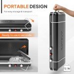 ROVSUN 2-in-1 Portable Camping Stove & Propane Grill with Enamel Griddle & Piezo Igniter, Tabletop Camp Stove with Built-in Handle, Wind Panel & Regulator for Outdoor Camping, Tailgating, Grilling