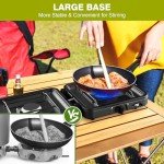 2 Burner Portable Propane Camping Stove, 17200 BTU Camp Stove with Windshield, Folding Gas Stove with Carrying Bag for Camping, Outdoor Cooking, BBQ & Tailgating (Black)