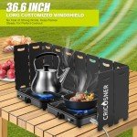 2 Burner Portable Propane Camping Stove, 17200 BTU Camp Stove with Windshield, Folding Gas Stove with Carrying Bag for Camping, Outdoor Cooking, BBQ & Tailgating (Black)