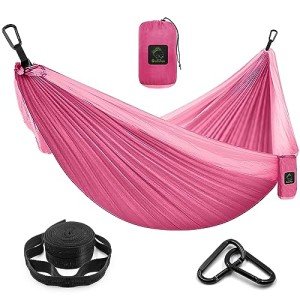 Camping Hammock Double & Single Portable Hammock with Tree Straps, Lightweight Nylon Parachute Hammocks Camping Accessories Gear for Indoor Outdoor Backpacking, Travel, Hiking, Beach