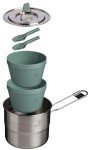 Stanley Wildfare Go Two Bowl Mess Kit | 8pc Portable Pot & Cookware Set | 1.25qt Stainless Steel Pot w/Locking Handle, Lid, 2 Bowls & Sporks