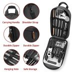 Portable Camping Kitchen Utensil Set-27 Piece Cookware Kit, Stainless Steel Outdoor Cooking and Grilling Utensil Organizer Travel Set Perfect for Travel, Picnics, RVs, Camping, BBQs, Parties and More