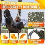 Mesh Hammock - Easy to Set Up Rope Hammocks for Outside, Dark Green Color, 90x31.5 Nylon Net Hammock, Max 100 KG (220 Pounds), Tree Hammocks for Outside, Camping & Patio Relaxation