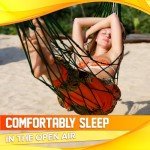 Mesh Hammock - Easy to Set Up Rope Hammocks for Outside, Dark Green Color, 90x31.5 Nylon Net Hammock, Max 100 KG (220 Pounds), Tree Hammocks for Outside, Camping & Patio Relaxation