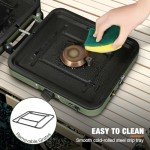 ALBOMI 2 Burner Propane Camping Stove,Portable Folding Gas Stove for Camping with 17200 BTU,Two Adjustable Burners with Easy Carrying Handle&Inlet Gas Pipe,Outdoor Camp Stove for Camping Backpacking