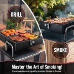 SUNLIFER Portable Charcoal Grill, Table Top Small BBQ Grill For Outdoor, Camping, Beach, Easy Assembly, Heavy Duty & Multi-Use Small Grill, Black (270 Sq.In)
