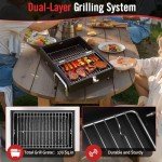 SUNLIFER Portable Charcoal Grill, Table Top Small BBQ Grill For Outdoor, Camping, Beach, Easy Assembly, Heavy Duty & Multi-Use Small Grill, Black (270 Sq.In)