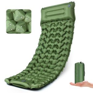 Yewkoisl Sleeping Pad for Camping - Ultralight (1.9lbs) Inflatable Camping Mattress with Built-in Pillow & Foot Pump, 4" Thick Compact Air Pad for Backpacking, Hiking, Traveling, One-Second Deflation