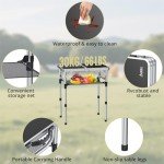 Anbte Folding Camping Table, Aluminum 24" x 16" Adjustable Height Small Folding Table with Carrying Handle, Lightweight, Portable Camping Table Waterproof for Outdoor Indoor Picnic Beach BBQ (Black)