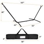 SUPER DEAL Portable 2 Person Hammock with 9FT Hammock Stand, 620 LBS Capacity Adjustable Hammock Bed with Space Saving Carrying Case Included for Camping Garden Backyard Patio Indoor Outdoor