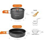 Odoland 9pcs Camping Cookware Non-Stick Lightweight Camping Pots and Pans Set with Plastic Bowls Soup Spoon for Camping, Backpacking, Outdoor Cooking and Picnic