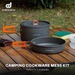 Odoland 9pcs Camping Cookware Non-Stick Lightweight Camping Pots and Pans Set with Plastic Bowls Soup Spoon for Camping, Backpacking, Outdoor Cooking and Picnic