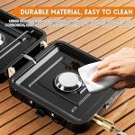 AFFLUENT 2 Burner Propane Camping Stove with Grill and Storage Bag- A Must - Have Camp Stove Propane! Foldable, Featuring Two Adjustable Burners Ideal Portable Camping Stove for Camping & BBQ(Black)