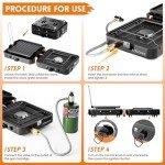 AFFLUENT 2 Burner Propane Camping Stove with Grill and Storage Bag- A Must - Have Camp Stove Propane! Foldable, Featuring Two Adjustable Burners Ideal Portable Camping Stove for Camping & BBQ(Black)