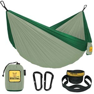 Wise Owl Outfitters Camping Hammock – 500lbs Portable Hammock with Tree Straps - Travel, Backpacking, Hiking, Outdoors Camping Gear - Double
