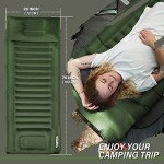 TOBTOS Inflatable Camping Sleeping Pad with Pillow, Thick 6 Inch Ultralight Sleeping Pad with Built-in Pump, Lightweight Sleeping Mat for Camping, Backpacking, Hiking, Tent (Green)
