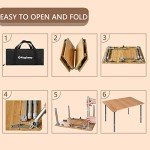 KingCamp Bamboo Adjustable, Anti-UV Portable Folding Table, Picnic, Camping, Three Heights,2-6 People, 23.6x15.7x10.6/15.7in, Yellow_23.6"x15.7", 2 Person