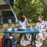 VILLEY Portable Camping Table with Adjustable Legs, Lightweight Aluminum Folding Beach Table with Carrying Bag for Outdoor Cooking, Picnic, Beach, Backyards, BBQ and Party - Blue