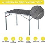 KingCamp Stable Aluminum Folding Portable Table for Outdoor Picnic, Camping, Barbecue and Party, Silver/Black_42.1"x27.6"