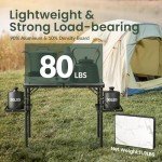 Titanker Folding Camping Table 3ft, Folding Picnic Table, Camp Tables Portable, 50% Extra Side Space, Outdoor Patio Table, RV/Car Camping Essentials, Aluminum Light & Solid