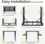 Titanker Folding Camping Table 3ft, Folding Picnic Table, Camp Tables Portable, 50% Extra Side Space, Outdoor Patio Table, RV/Car Camping Essentials, Aluminum Light & Solid