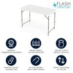 Flash Furniture 4' Rectangular Plastic Folding Event Table with Adjustable Legs and Carrying Handle, Bi-Fold Portable Banquet Table for Indoor/Outdoor Events, White