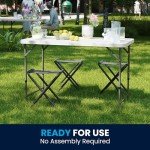 Flash Furniture 4' Rectangular Plastic Folding Event Table with Adjustable Legs and Carrying Handle, Bi-Fold Portable Banquet Table for Indoor/Outdoor Events, White