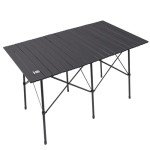 EVER ADVANCED Camping Table, Fold up Lightweight, 4-6 Person Portable Roll up Aluminum Table with Carry Bag for Outdoor, Support Up to 110LBS, Black