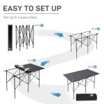 EVER ADVANCED Camping Table, Fold up Lightweight, 4-6 Person Portable Roll up Aluminum Table with Carry Bag for Outdoor, Support Up to 110LBS, Black
