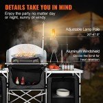 VEVOR Camping Kitchen Table, Folding Outdoor Cooking Table with Storage Carrying Bag, Aluminum Cook Station 3 Cupboard & Detachable Windscreen, Quick Set-up for Picnics, BBQ, RV Traveling, Black