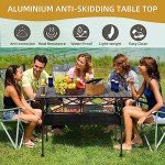 Dr.Quark Camping Table 41.4''x 28.4'' Ultra Compact Aluminum Folding Table With Large Storage Roll Up Portable 4-6 Person Foldable Camp Table and Carry Bag