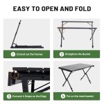 TIMBER RIDGE Folding Camping Table Adjustable Height, 4-6 Person Lightweight Aluminum Roll-up Table for Camping Outdoor Picnic BBQ Backyard Party Support 220 lbs, Black