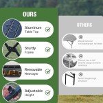 TIMBER RIDGE Folding Camping Table Adjustable Height, 4-6 Person Lightweight Aluminum Roll-up Table for Camping Outdoor Picnic BBQ Backyard Party Support 220 lbs, Black