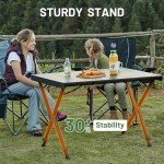 TIMBER RIDGE Folding Camping Table Adjustable Height, 4-6 Person Lightweight Aluminum Roll-up Table for Camping Outdoor Picnic BBQ Backyard Party Support 220 lbs, Black