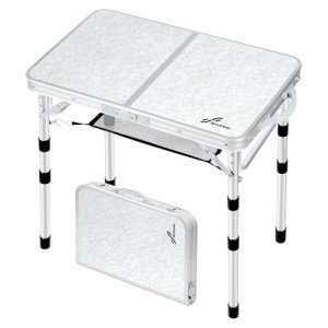 Sportneer Camping Table: Adjustable Height Small Folding Table 23.6" L x 15.7" W 3 Height with Mesh Layer - Compact & Portable Camping Essentials for Outdoor Camp Garden Picnic BBQ Dining Cooking