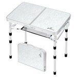 Sportneer Camping Table: Adjustable Height Small Folding Table 23.6" L x 15.7" W 3 Height with Mesh Layer - Compact & Portable Camping Essentials for Outdoor Camp Garden Picnic BBQ Dining Cooking