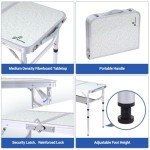 Sportneer Camping Table: Adjustable Height Small Folding Table 23.6" L x 15.7" W 3 Height with Mesh Layer - Compact & Portable Camping Essentials for Outdoor Camp Garden Picnic BBQ Dining Cooking