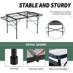 WildFinder Folding Table with 2 Wing Panels, 3x2 FT Camping Table with Mesh Desktop,Height Adjustable Folding Grill Table with Mesh Bag,Portable Outdoor Table for Picnic,Camping,BBQ,Beach(Black)
