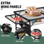 WildFinder Folding Table with 2 Wing Panels, 3x2 FT Camping Table with Mesh Desktop,Height Adjustable Folding Grill Table with Mesh Bag,Portable Outdoor Table for Picnic,Camping,BBQ,Beach(Black)