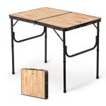 Naturehike Folding Camping Table, Portable Tables with Adjustable Legs, 35.4×23.6×14.6 Inch Foldable Camp Pinic Tables with Carry Bag for Outdoor Camping, BBQ, Travel - Large Wooden