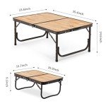 Naturehike Folding Camping Table, Portable Tables with Adjustable Legs, 35.4×23.6×14.6 Inch Foldable Camp Pinic Tables with Carry Bag for Outdoor Camping, BBQ, Travel - Large Wooden