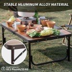 Naturehike Folding Camping Table, Portable Tables with Adjustable Legs, 35.4×23.6×14.6 Inch Foldable Camp Pinic Tables with Carry Bag for Outdoor Camping, BBQ, Travel - Large Wooden