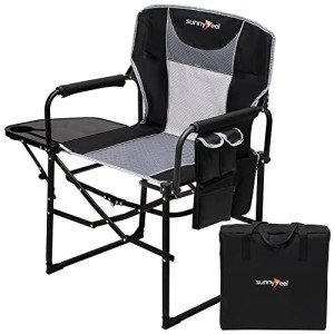 SUNNYFEEL Camping Directors Chair, Heavy Duty,Oversized Portable Folding Chair with Side Table, Pocket for Beach, Fishing,Trip,Picnic,Lawn,Concert Outdoor Foldable Camp Chairs